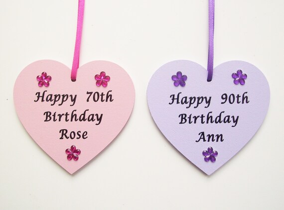 Personalised Hanging White Wooden Heart Wall Plaque Sign 80th birthday present