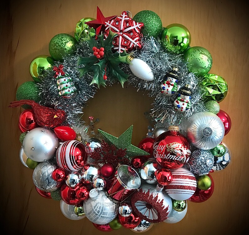 Vintage Mid century modern Christmas ornament wreath RETRO | Etsy