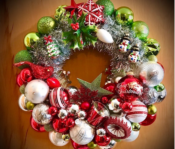 Vintage Mid century modern Christmas ornament wreath RETRO | Etsy