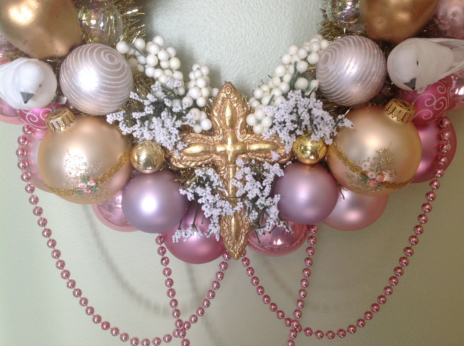 Waywardvisionstudio Easter Ornament Wreath. Spring, Vintage, Victorian