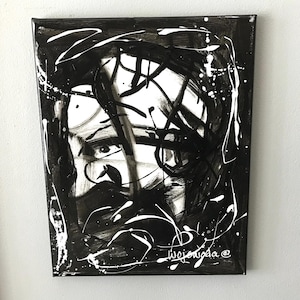 WAYWARDVISIONSTUDIO abstract, modern, expressionism, portrait.  11x14.  KITSCHY!