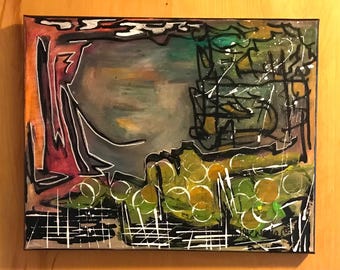 WaywardVisionStudio acrylic abstract painting. 16”x20”