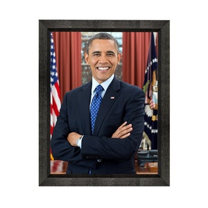 Barack Obama 2012 Vintage Historical Print US President Photo Beveled Black Frame