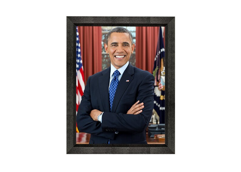 Barack Obama 2012 Vintage Historical Print US President Photo Beveled Black Frame