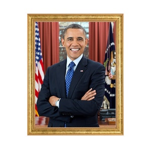 Barack Obama 2012 Vintage Historical Print US President Photo Aged Gold Frame