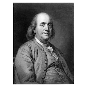 Benjamin Franklin - 1868 - Vintage Historical Print