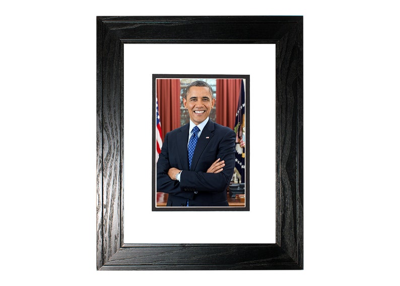 Barack Obama 2012 Vintage Historical Print US President Photo Black Pine w/Mat