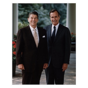 Official Portrait of President Reagan and Vice President Bush - 1981 - Vintage Historical Photo