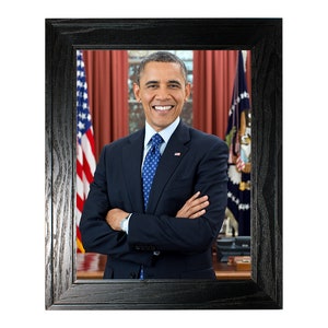 Barack Obama 2012 Vintage Historical Print US President Photo Black Pine Frame