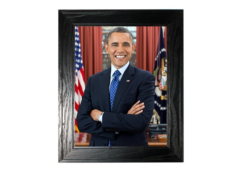 Barack Obama 2012 Vintage Historical Print US President Photo Black Pine Frame