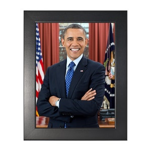 Barack Obama 2012 Vintage Historical Print US President Photo Smooth Black Frame