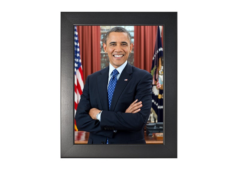 Barack Obama 2012 Vintage Historical Print US President Photo Smooth Black Frame