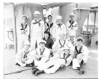 U.S.S. New York group of sailors - 1893 - Vintage Historical Photo