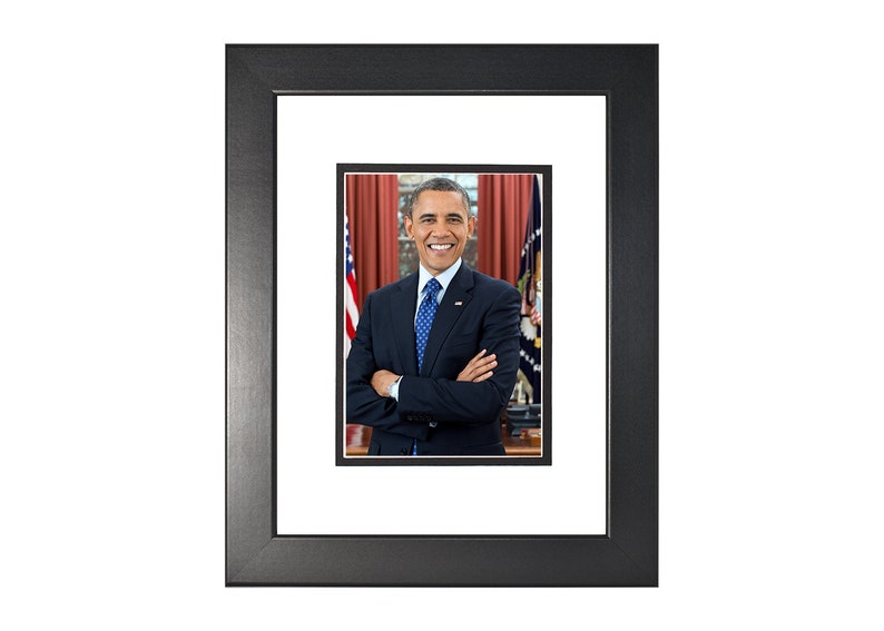 Barack Obama 2012 Vintage Historical Print US President Photo Smooth Black w/Mat