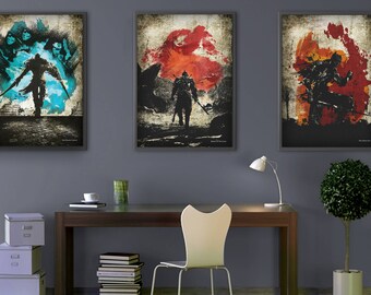 Chosen Undead, Bearer of the Curse, Ashen One. DS Inspired Video Game Minimalist Print Collection. Geek Art.