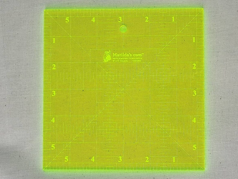 Fluoro Square Quilt Rulers 4.5, 6.5, 6, 7, 8 and 8.5 Inch Templates for Patchwork Quilting
