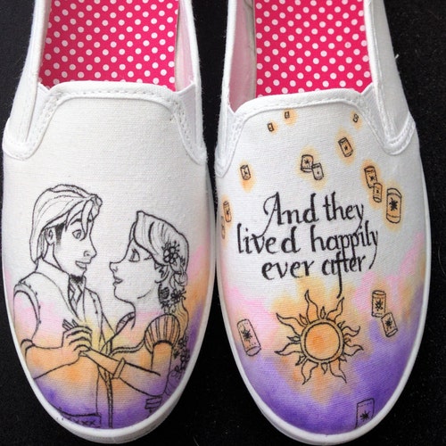 Disney's Tangled Rapunzel and Pascal Hand Painted Shoes - Etsy