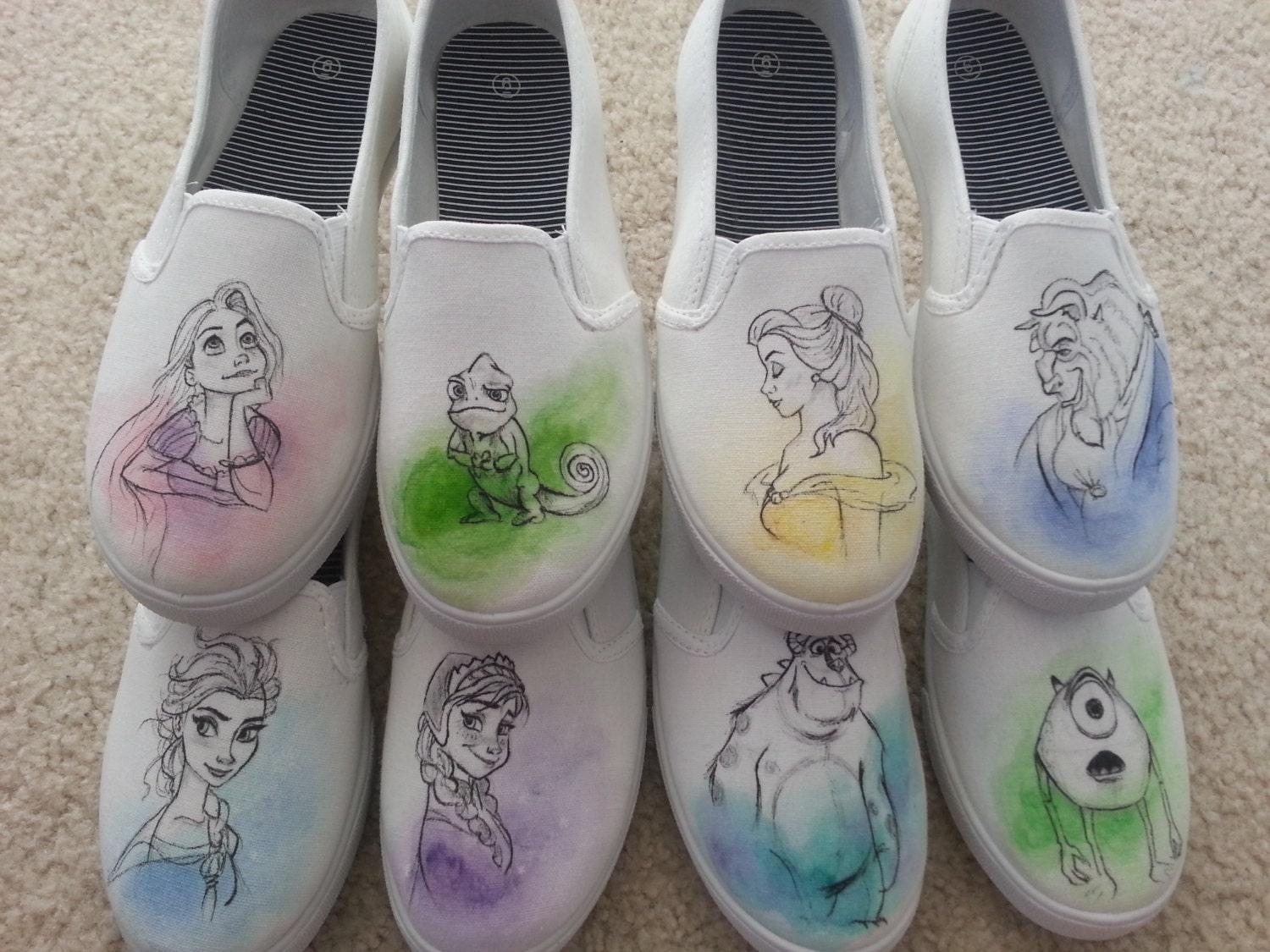 Disney's Frozen Anna and Elsa Custom Hand Painted Shoes - Etsy