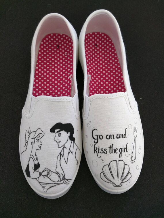 Disney Little Mermaid Ariel And Eric Kiss The Girl Hand Etsy