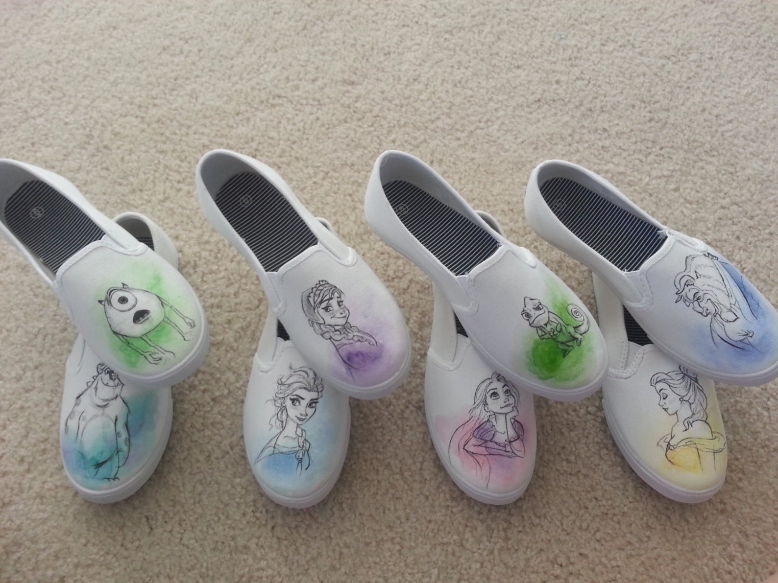 Disney's Frozen Anna and Elsa Custom Hand Painted Shoes - Etsy