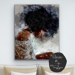 Black Woman Art Print: Afro Watercolor Canvas (Digital Art)