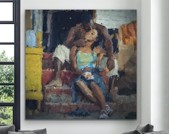 Black Love Art: African American Couple Canvas Print (Digital Art)