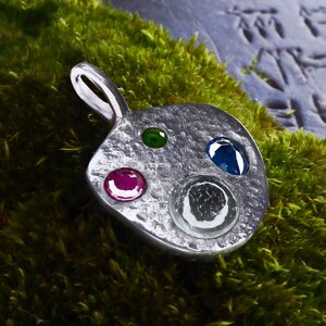 Moonstone, Ruby, Apatite, and Diopside Medallion Pendant