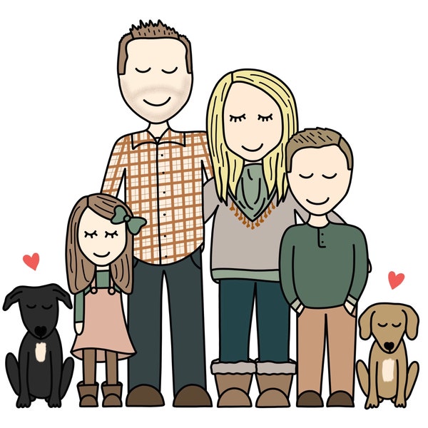 Hand Drawn Family Portrait | Hand Drawn Portrait | Custom Illustration | Custom Portrait | Family Illustration | Hand Drawn Poratraits |