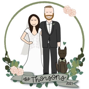 Custom Wedding Portrait | Hand Drawn Portrait | Wedding Portrait | Anniversary Gift | Valentine’s Gift | Newlyweds Gift | Couple’s Portrait