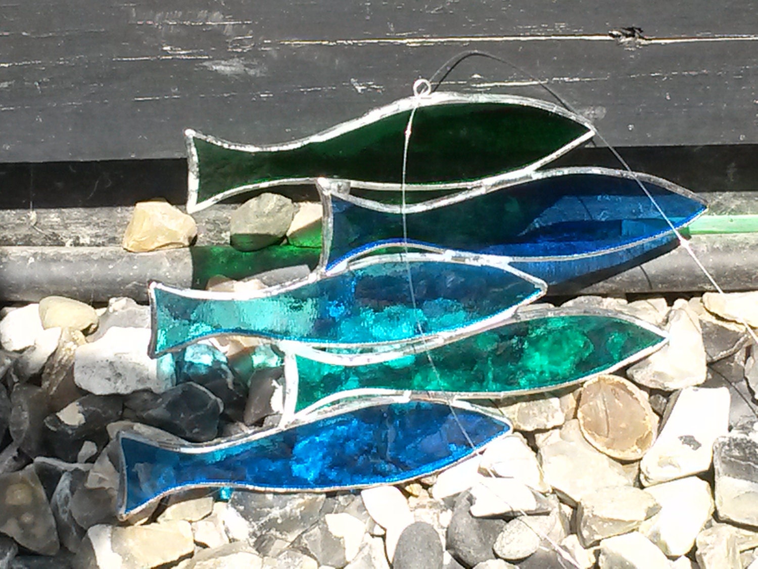 Handmade Stained Glass Shoal of Fish Suncatcher Etsy