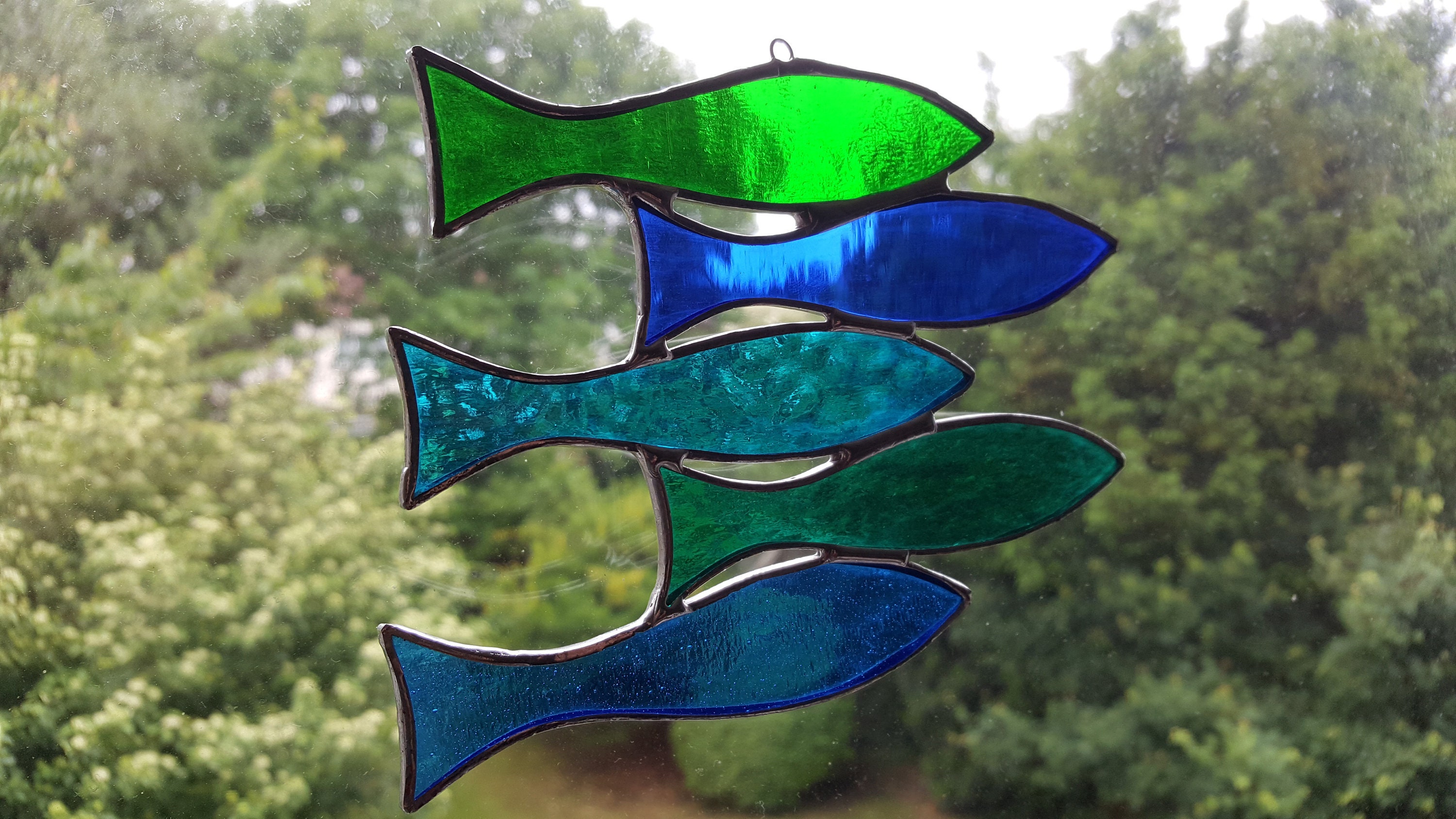 Handmade Stained Glass Shoal of Fish Suncatcher Etsy