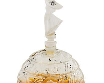 c1925 House of Tre-jur Suivez - Moi Figural Crinoline Perfume Bottle, Vintage Perfume Bottle, Frosted Bottle Woman