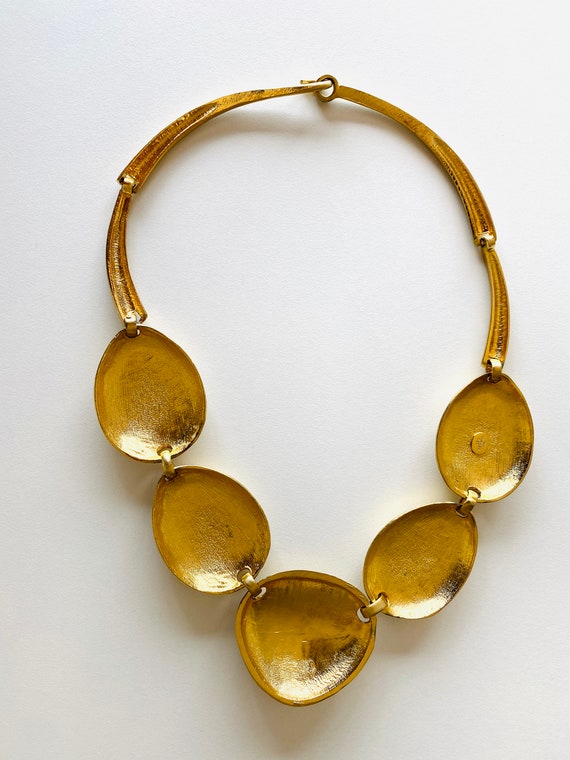 Vintage Les Bernard Hinged Cuff Gold Choker Necklace Bracelet Set