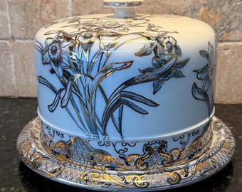 Retro Painted Metal Stainless Steel Cake Dome Farmhouse Decor