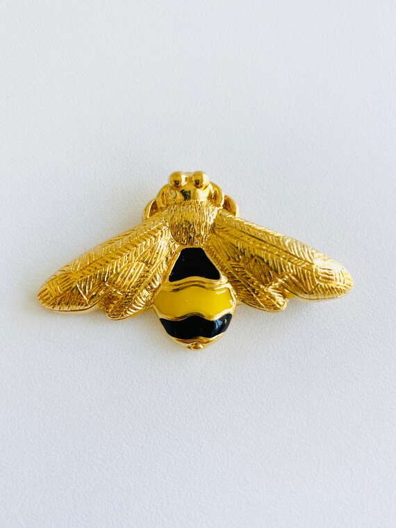 Vintage 1980's Monet Bumble Bee Brooch, Honey Bee