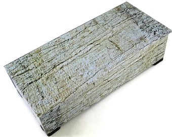 Caja de joyería hecha a mano con diseño de imitación de piedra, organizador de recuerdos (4x9x2 pulgadas)