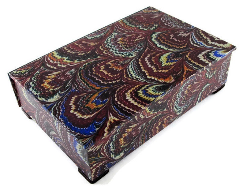 Decorative Box Vintage Marbled Paper Home Coffee Table Decor Etsy