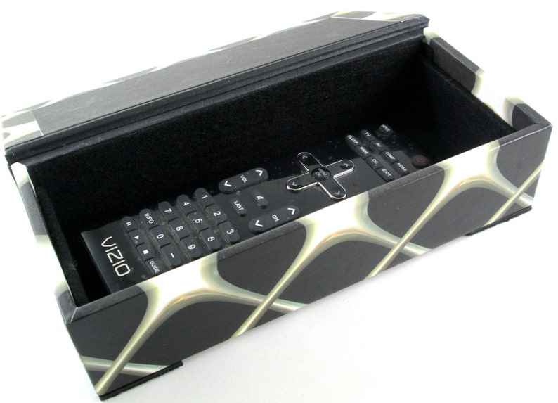Decorative Box, Remote Control Storage Box, Art Deco Design in Black