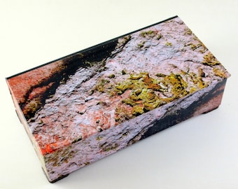 Caja decorativa de diseño de piedra negra, rosa, roja y gris, caja de recuerdo, caja del tesoro, caja de escritorio, decoración de mesa, listo para enviar