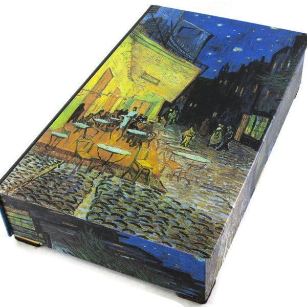 Jewelry box Van Gogh print "Cafe at Arles", Mens jewelry box, Women's jewelry box, Made to order