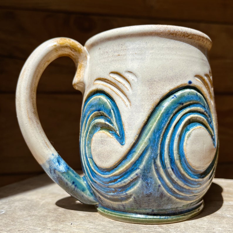 Wave Mug 20oz Ceramic Ocean Waves Mug Beach Mug Tropical Mug image 4