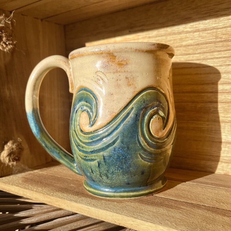 Wave Mug Ceramic Ocean Waves Mug Beach Mug Tropical Mug Etsy