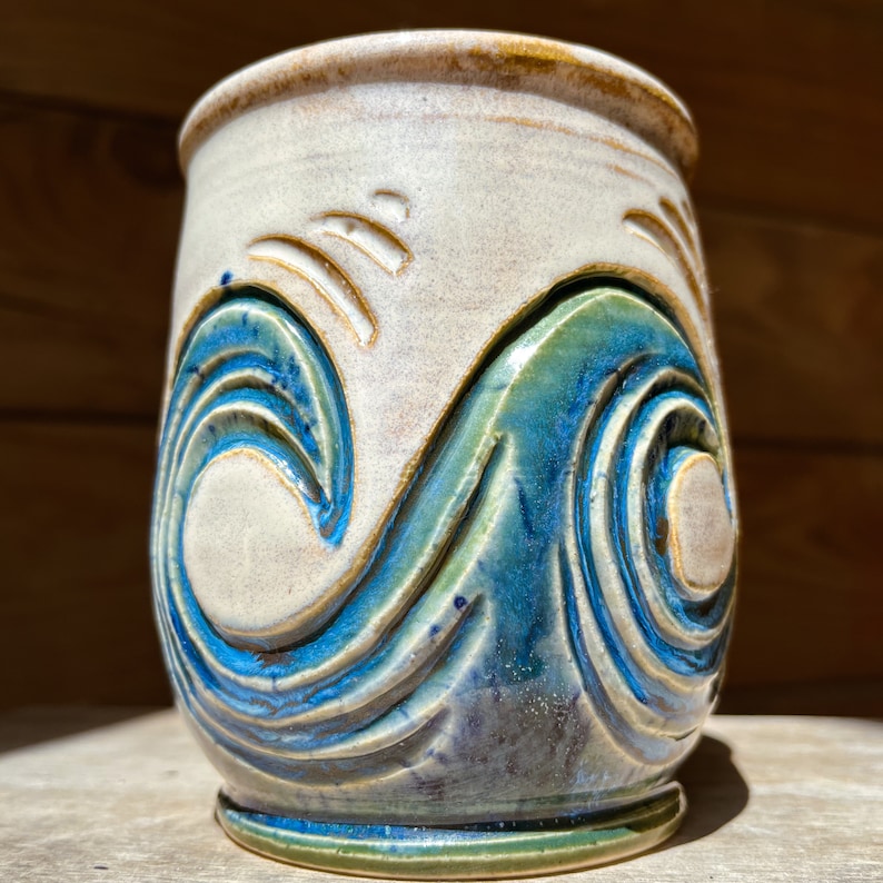 Wave Mug 20oz Ceramic Ocean Waves Mug Beach Mug Tropical Mug image 5
