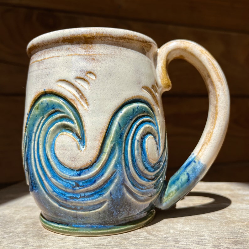 Wave Mug 20oz Ceramic Ocean Waves Mug Beach Mug Tropical Mug image 3