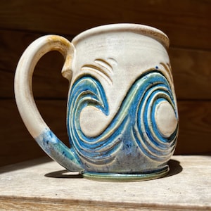 Wave Mug | 20oz Ceramic Ocean Waves Mug | Beach Mug | Tropical Mug