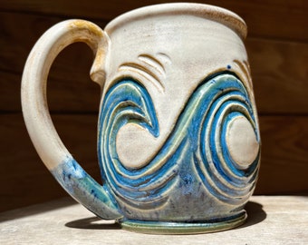 Wave Mug | 20oz Ceramic Ocean Waves Mug | Beach Mug | Tropical Mug