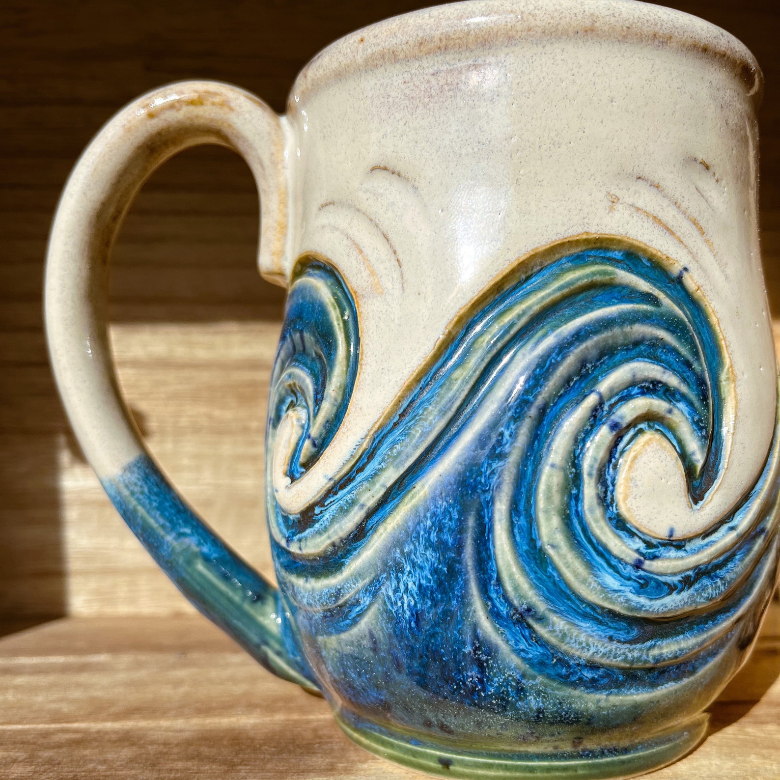 Wave Mug Ceramic Ocean Waves Mug Beach Mug Tropical Mug Etsy