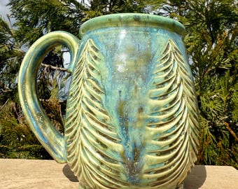 Handcrafted Fir Tree Ceramic Mug | Large 24oz Nature Coffee Cup