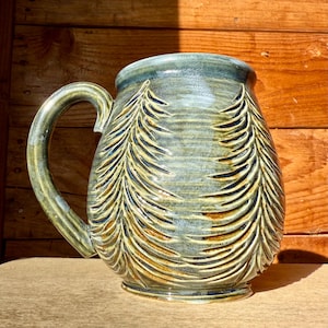 Keramisk mugg i gran | Handgjord stor 613 ml naturlig kaffekopp