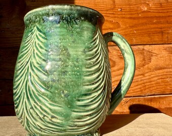 Handcrafted Fir Tree Ceramic Mug | Large 24oz Nature Coffee Cup